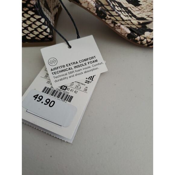 Zara Sandals Women 8 EUR 39 Snake Print Square Toe Block Air Fit Insole Foam - Picture 9 of 16